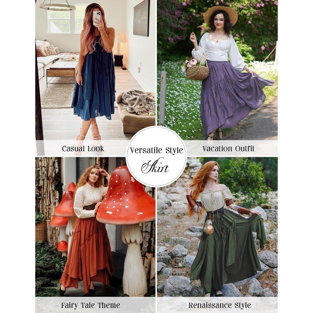 Long Skirt Women Plus Size Crepe Layered Maxi with Pockets Casual Wear - Picture 4 of 9